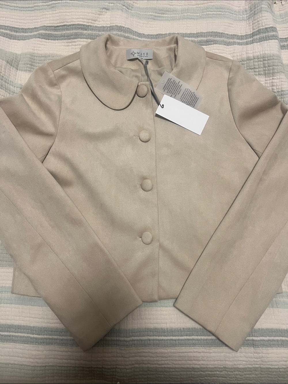 Wayf Cream Rounded Collar Button Jacket